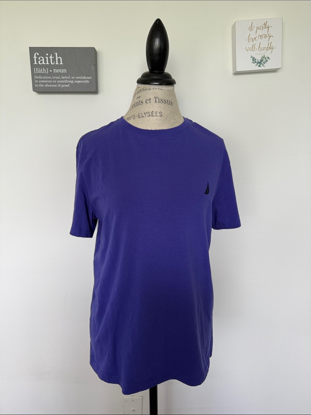 Nautica Men's Royal Purple Crew Neck Short Sleeve Tee